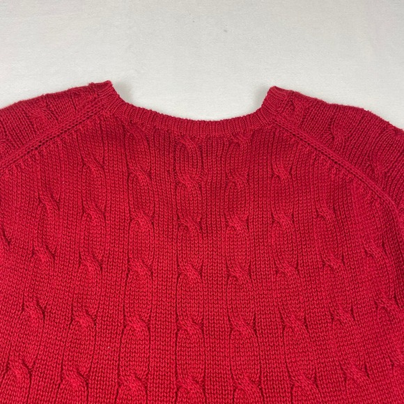 Polo Ralph Lauren Red Cable Knit V-Neck Sweater Vest Mens Large 100% Pima Cotton - Picture 8 of 8
